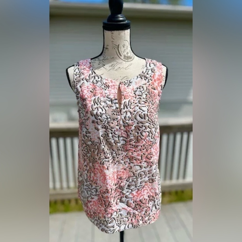 Dana Buchman Peach Blush Split Front Tunic Sleeveless Tank Top Blouse Si…​​​